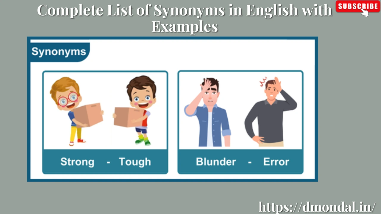 Complete List of Synonyms in English with Examples