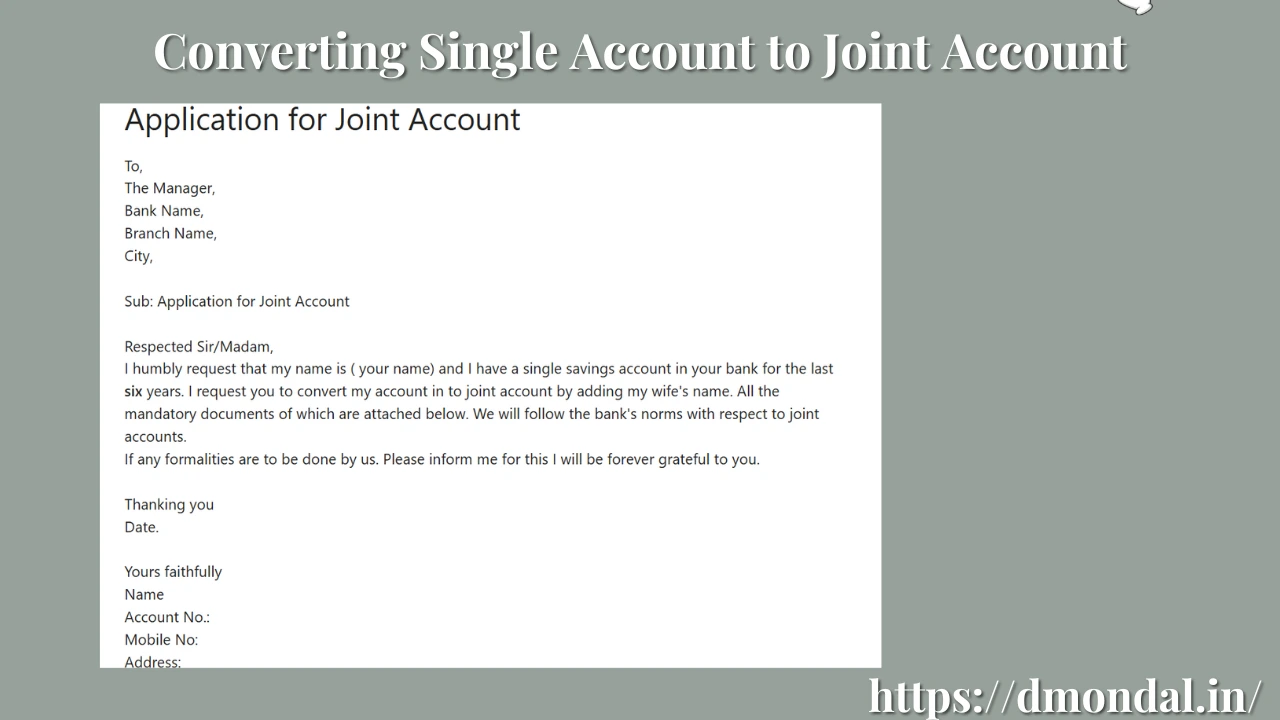 Converting Single Account to Joint Account