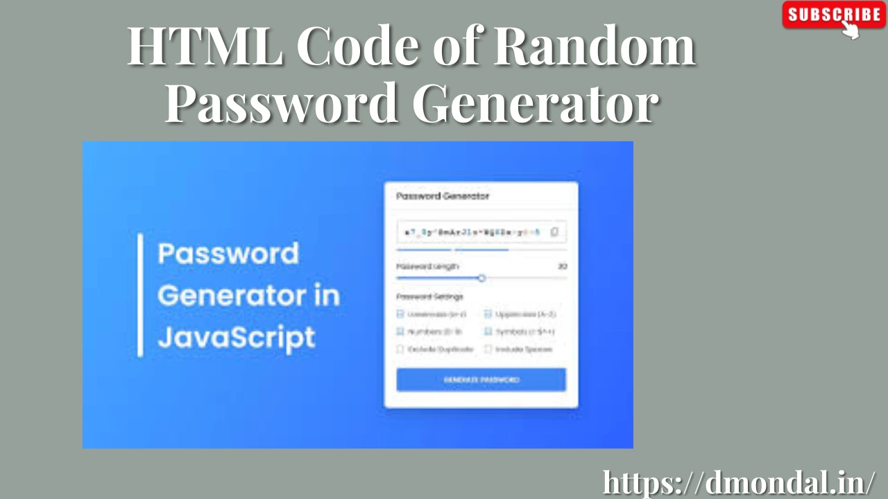 HTML Code of Random Password Generator