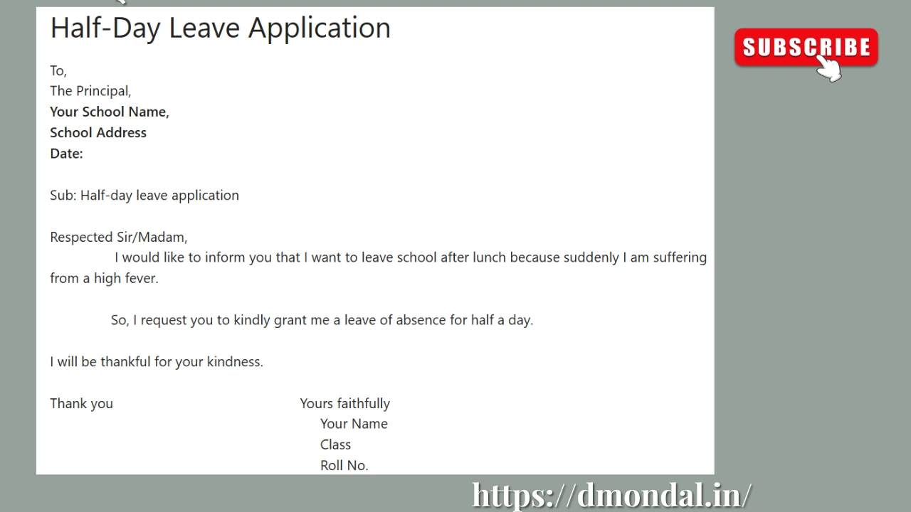 Half-Day Leave Application