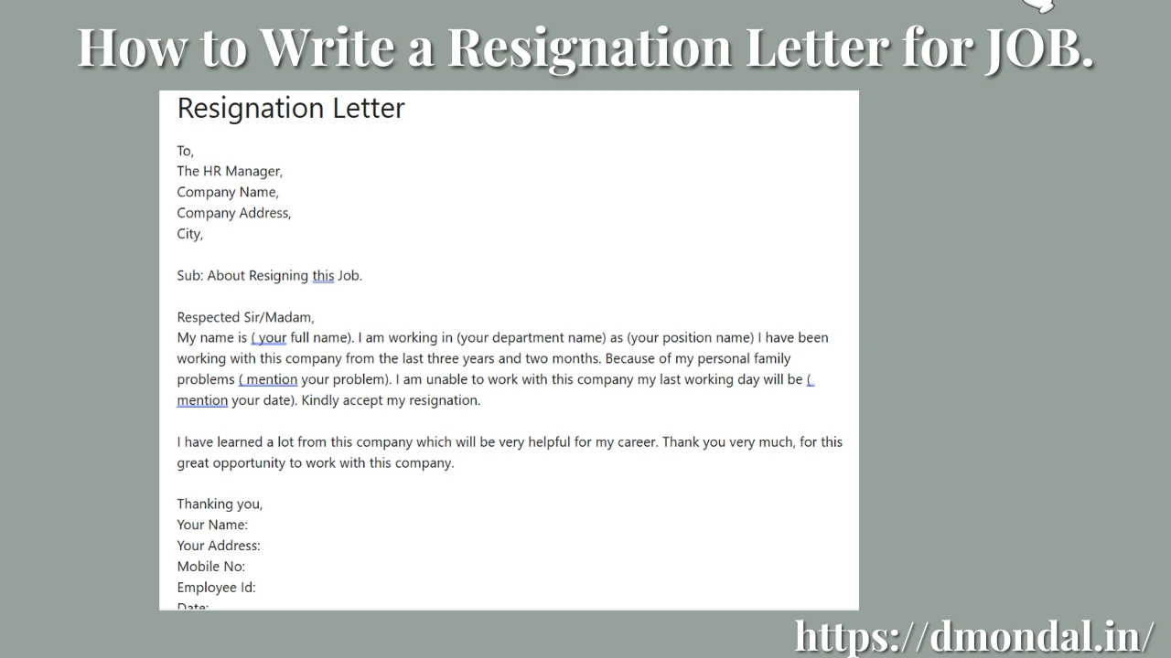 How to Write a Resignation Letter for JOB.