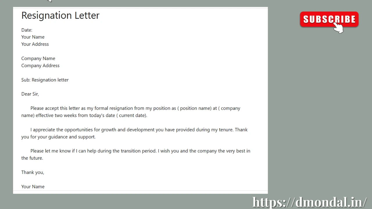 Resignation Letter